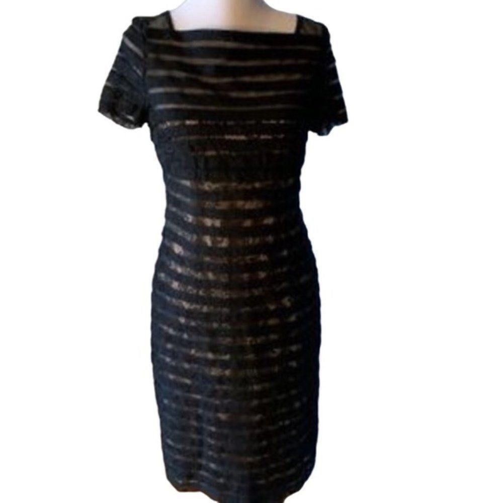 Adrianna Papell Black Lace Sheath Dress size 10